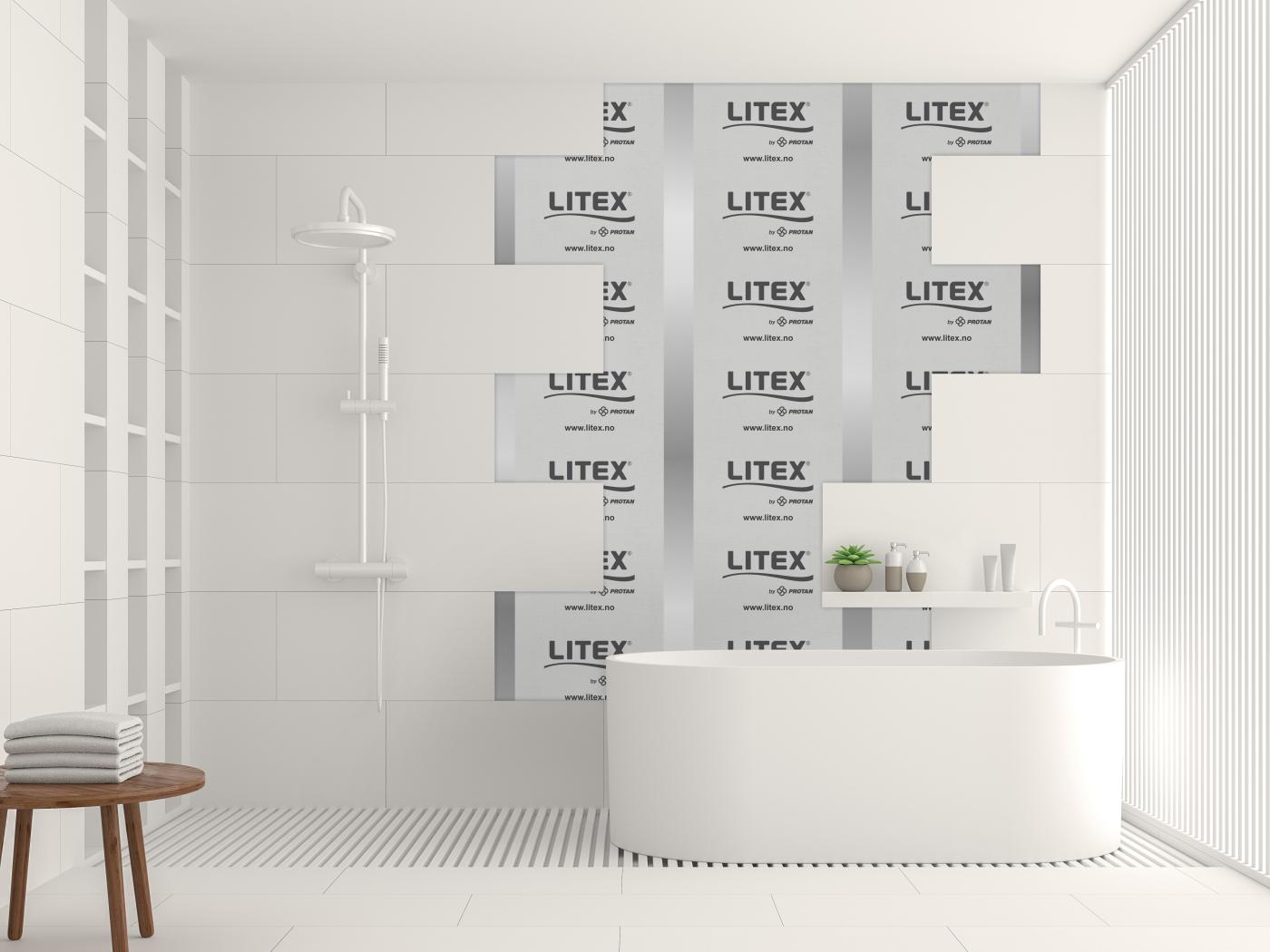 Illustrasjon av Litex våtromsystem på bad