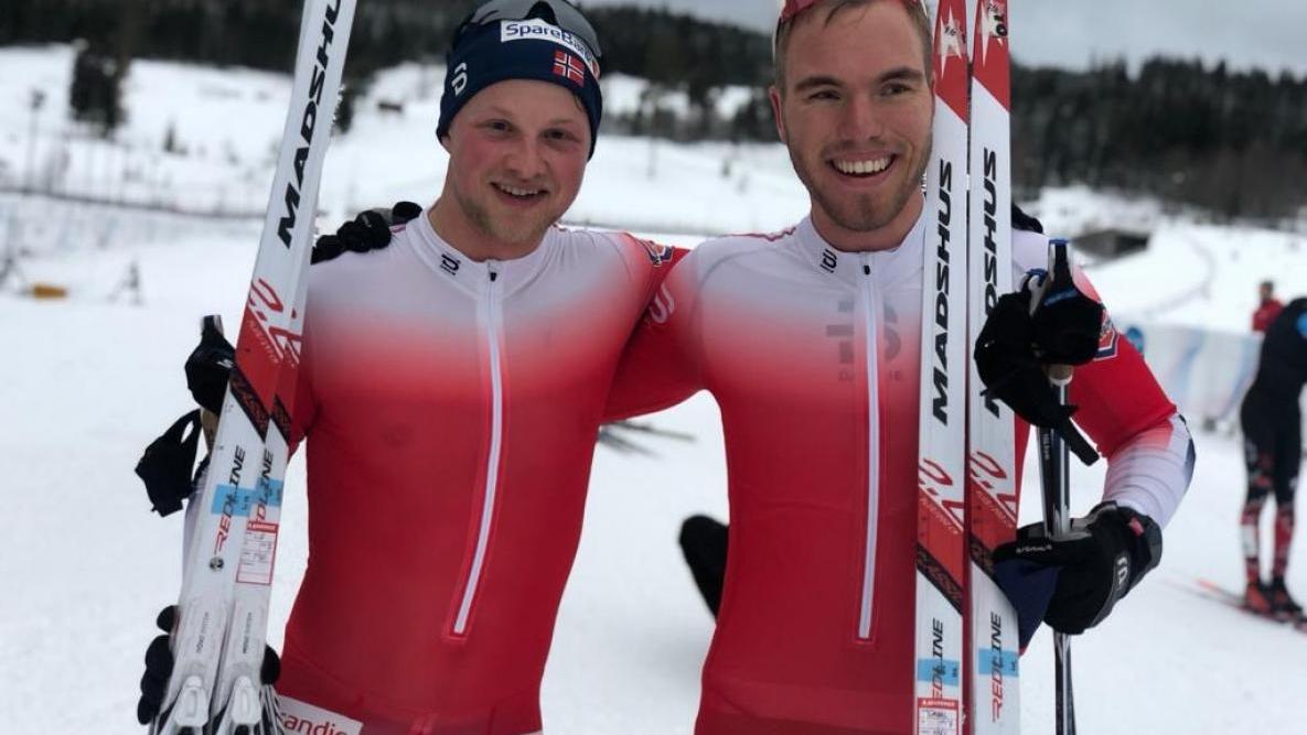 Thomas Karbøl Oxaal (til høyre) gikk inn til en fin 10. plass sammen med ledsager Ole-Martin Lid i klassen for synshemmede.