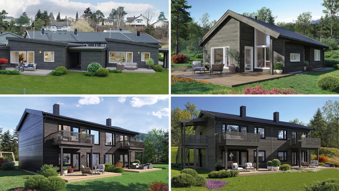 Bilde av fire ulike boliger