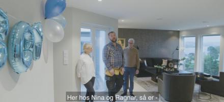 Gladsnekkern (i midten) sammen med Nina og Ragnar i deres meget flotte bolig
